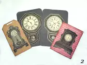 4 HANDMADE JOURNALING CARDS WITH IMAGES OF ANTIQUE CLOCKS FOR JUNK JOURNAL ETC