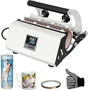 Tumbler Heat Press Machine, 30Oz DIY Mug Cup Heat Transfer with Gloves and Duct Tape, Temperature Adjustment, LCD Display, for Coffee Mugs Cup, Home Gift Making