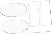 BIUDECO 1Set Baking Tool Transparent Acrylic Cake Smoothing Plate with Spatula for Professional Bakery Use Design for Cake Decorating and Smoothing