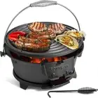 IronMaster Hibachi Grill Outdoor, 100% Cast Iron Grill, Mini Small Portable C...
