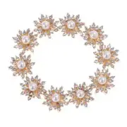 Rhinestone & Pearl 15mm Flatbacks x 10pcs - Style 10 Gold