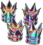 CRILSTYLEO 4pcs Crown Shape Tire Valve Caps for Car Decoration Durable Valve Stem Caps Easy Installation for Truck Motorcycle Vibrant Colors for Enhanced Style