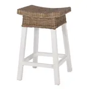 [Florabelle Living] White Wood & Rattan Hamptons Barstool