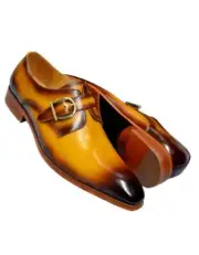 Handmade Tan Real Leather Single Monk Strap Slip-On Loafer For Wedding Party