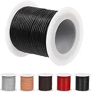 Black 10m x 2mm Round Leather String Cord for Jewelry Making, DIY Crafts (1 Roll)