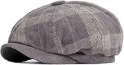 [Generic] Men's Beret Hat Corduroy Hat Female Autumn and Winter Octagonal Cap Fashion Plaid Beret Male Retro Painter Hat Newsboy Cap