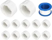 uxcell 12Pcs 3/4 Inch PT Female Thread PVC Pipe Fitting Cap, Cleanout Water Drain End Caps, Pipe Plug Socket Fittings with Tape for Water Heater Supply Lines, Plumbing, White