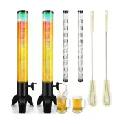 2PCS Drink Tower, 3L Mimosa Tower Dispenser With Ice Tube and Led Light, Tabl...
