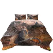Funny Fantasy Art Evil Dragon Kitty Cat Coverlet