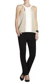 NEW BCBG MAX AZRIA PUMICE COMBO KAYLI SILK COLOR BLOCKED BID1Q101/S11 TOP SZ XS