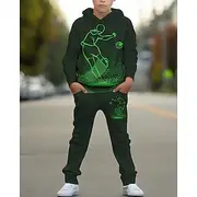 Boys' 3D Cartoon Hoodie Sweatpants Set Sports Suit Tracksuits Long Sleeve Spring Fall Daily Basic Casual Kids 4-12 Years Hooded Outdoor Vacation Sports Tailor