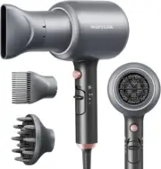 Wavytalk Ionic Hair Blow Dryer Elegant Metallic Grey (Comb+diffuser+nozzle)