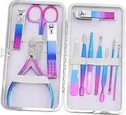 MERRYHAPY Stainless Steel Manicure Set 12pc Nail Files Grinder Clippers Grooming Kit for Women Men