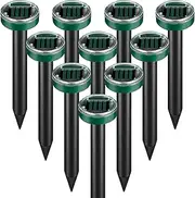Mole Repellent Solar Powered Ultrasonic Snake Repellent Sonic Mole Deterrent Pest Control Rodent Repeller Chaser Gopher Vole Trap, Repellant Spikes Killer for Yard Garden, 10 Pack