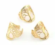 Tree oval statement adjustable ring Shiny Gold Plated brass 5-8US size 4339