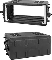 Muscab 4U Rack Case Shallow 17" Depth, 19" Rackmount Flight Road Travel Case, Waterproof Protective Hard Case with Customized Foam, Wireless Mic System Storage/Amp/Effect/DJ Mixer