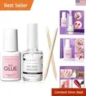 Nail Glue with Glue Remover Kit, Super Strong Nail Glue 7ML for Acrylic Nails...