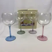 Set of 4 Lenox Butterfly Meadow Etched Balloon Wine Glass Goblet 15oz 9” NIB