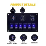 12V Rocker Switch Panel For Car Boat Marine LED USB Charger ON-OFF Toggle 6 Gang (for: Honda Civic)