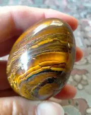 Tigers Eye Egg Crystal Polished Semiprecious Stone Hematite Vein Talisman 5.3cm