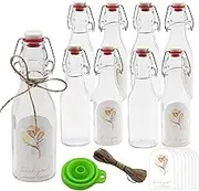 8 Pcs 8 oz Swing Top Glass Bottles with Flip Airtight Lids Stickers Caps Funnel Rope Labels for Vanilla Extract, Home Brewing, Kombucha, Beer, Oil, Vinegar, Kefir, Limoncello, DIY Gifts & Presents