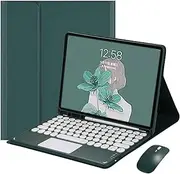 Keyboard Cover for Samsung Galaxy Tab S6 Lite 10.4" 2020 Model SM-P610 (WI-FI) SM-P615 (LTE) with Touchpad and Mouse, Cute Round Keys Color Detachable Wireless Bluetooth Keyboard,Green