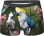[YANYU] Beautiful Cockatoo Bird Flower Print Stylish Men Briefs Breathable Stretch Lightweight Comfortable for All Day Wear