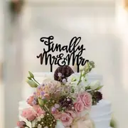 Black Acrylic 'Finally Mr & Mr' Cake Topper