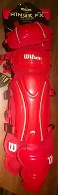New Wilson Catcher's Hinge FX Shinguards, Fastpitch, Red, M/L, Model A3590