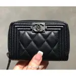 二手精品 CHANEL BOY拉鍊零錢卡包