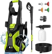 WattFlo Electric Pressure Washer - High Pressure Washer with 4200 PSI Max, 2.5 Gpm, 4 Quick Connect Nozzles, Foam Cannon, 1800 Watt Pressure Washer for Cars, Dec
