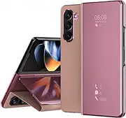Case for Samsung Galaxy Z Fold6, Shockproof, Lightweight, Ultra-Thin Case, Electroplated Mirror Leather Cover (Pink,for Galaxy Z Fold6)