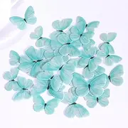 Edible sky Blue Butterfly Cake Decoration Wafer Paper Butterfly Baked cupcake top decoration suitable for weddings, birthday parties, holiday dress-up mix sizes (Sky blue mix 107pcs)
