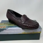 SAS Easier Comfort Wedge Loafers Womens 11 M Antique Wine Leather Slip On Shoes