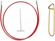 (Length-8"-(20Cm)) - ChiaoGoo Bundle: Cable 8" (20cm) with Key for Twist Red Lace Interchangeable Small Knitting Needle Set with 1 Artsiga Crafts Stitch Holder 7508-S