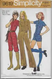 Vintage 1970s Simplicity Sewing Pattern 9619 JUMPSUIT in 3 Lengths Junior 11/12