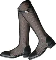 [LNNLUU] Summer Womens Riding Boots(35-40), Tall Boots Equestrian, Hollowed + Breathable, Knee-High + Non-Slip, Back Zipper + Flat High Heel(3cm), for Summer,35,Black