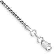 14K White Gold 8 inch 1.5mm Semi-Solid Round Box with Lobster Clasp Bracelet