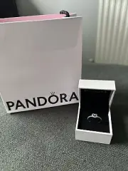 Genuine Pandora Sparkling Wishbone HeartRing S925 Ale Size 52