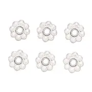 300pcs Flower Alloy Spacer Beads 5-5.5mm Flat Round Metal Snowflake Silver