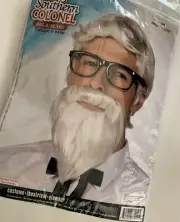 Adult SOUTHERN COLONEL WIG & BEARD NEW Costume 2pc White South Gentleman