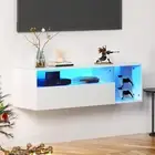39.3'' Floating Wall TV Cabinet Stand with LED Lights, Wall Mounted Entertainmen
