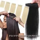 Short Pad Clip In Remy Real Human Hair Extensions Invisible Topper Top Weft Mini