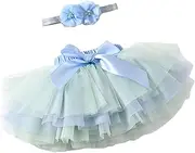 [Generic] Girls Christmas Dresses Size 8 Baby Girls Soft Tutu Skirt Party Carnival Toddler Girl Mesh Tutu Bowknot Skirt Hairband and Girls Dress (1-Sky Blue, 2-3 Years)