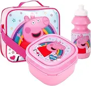Peppa Pig Kids Rainbow Lunch Set Insulated Lunch Bag Sandwich Box & Drinks Bottle Set, 4160-2274