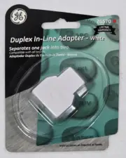 General Electric Duplex In-Line Adapter - Separates 1 Jack Into 2 - White 26570