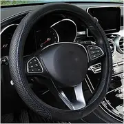 Steering Wheel Covers Car Accessories 37-39cm Car Steering Wheel Cover Skidproof Auto Steering- Wheel Cover Anti-Slip Leather Steering Wheel Cover Trim (Color : Black Blue)