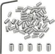 uxcell #4-40x3/16 Internal Hex Socket Set Grub Screws, 50 Pcs 304 Stainless Steel Cup Point Set Screw with Hex Key Wrench for Door Handles Bathroom Fixtures