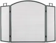 Black 3 Folding Panel Classic Fireplace Screen Arched Durable Steel Mesh Guard