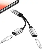Iphone Dual Lightning Adapter(2in1)Apple MFI Certified Charger Headphone Splitter Audio Charge Dongle Double Jack Adaptador Para AUX Cable Converter for 14 13 12 11 Pro Max Mini Xs 7 X Xr 8 Plus Ipad
